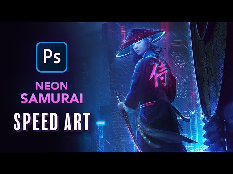 Creating a NEON SAMURAI in Photoshop - Speed Art