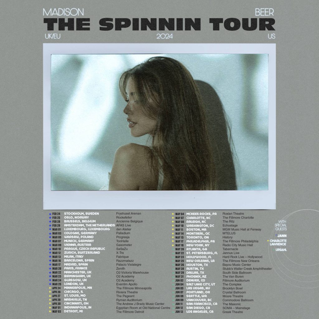 Photo de Affiche des dates de la tournée Madison Beer 'The Spinnin' 2024